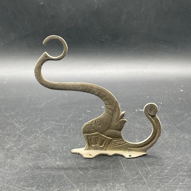 Vintage Brass ELEPHANT Wall Mount Coat Hook Key Hanger - Made In India