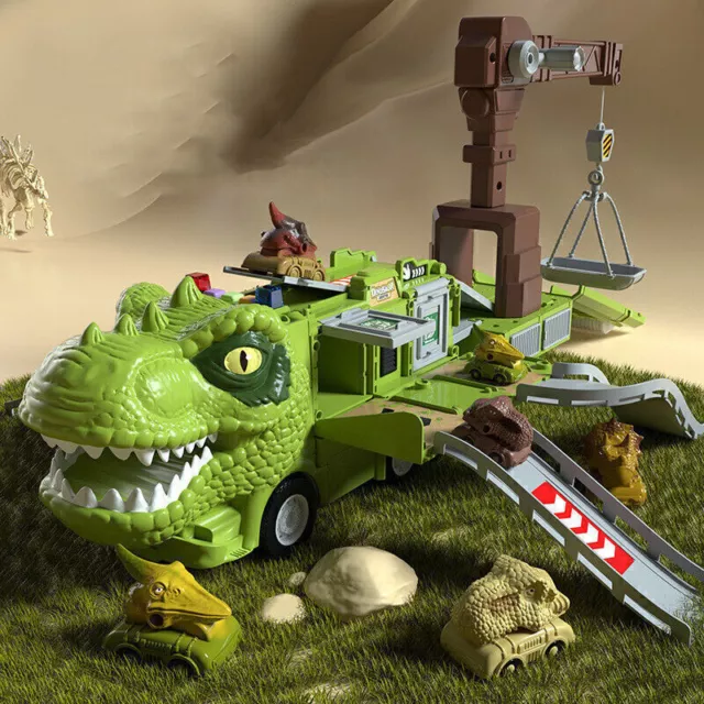 Dinosaurier verwandeln Engineering Truck Track Spielzeugset mit Lichtern Musik