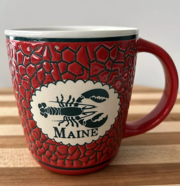Maine Souvenir Red & Black Crackle Coffee Ceramic Mug Vacation Gift Memories