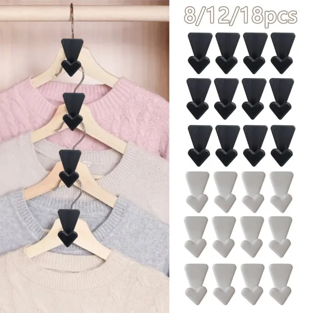 12/ 18pcs Clothes Hanger Connector Hooks Cascading Storage Clothes Rack  Wardrobe Hanging Hook Space Saving for Clothing Closet