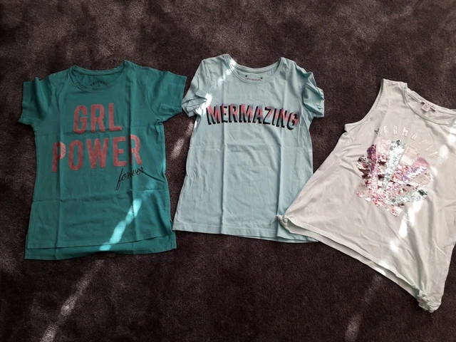 GIRLS BUNDLE 3 x TOPS TSHIRTS GREEN BUNDLE AGE 10 YEARS