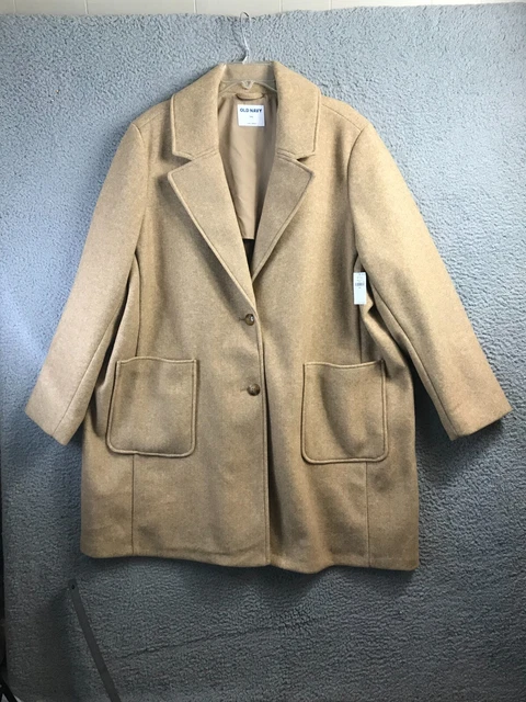 Old Navy Pea Coat Womens 2XL Brown Large Versatile Single Breast Overcoat NWT
