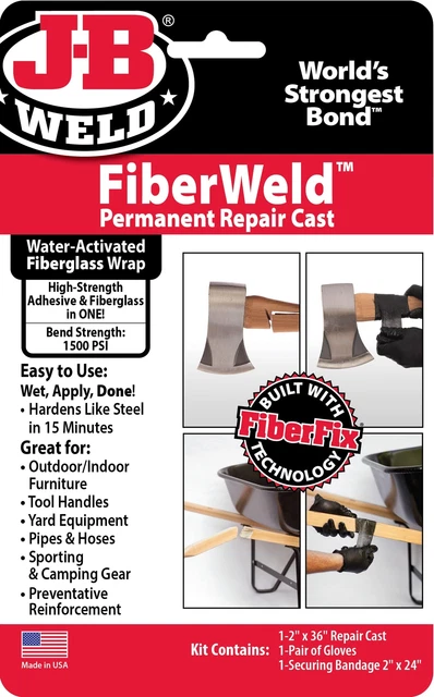 Permanent Repair Cast 2x36" - High Strength Adhesive Fiberglass Wrap - Black