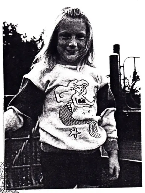 Suéter de sirena con patrón de tejido a máquina 24-32" niñas Maureen McCarthy vintage