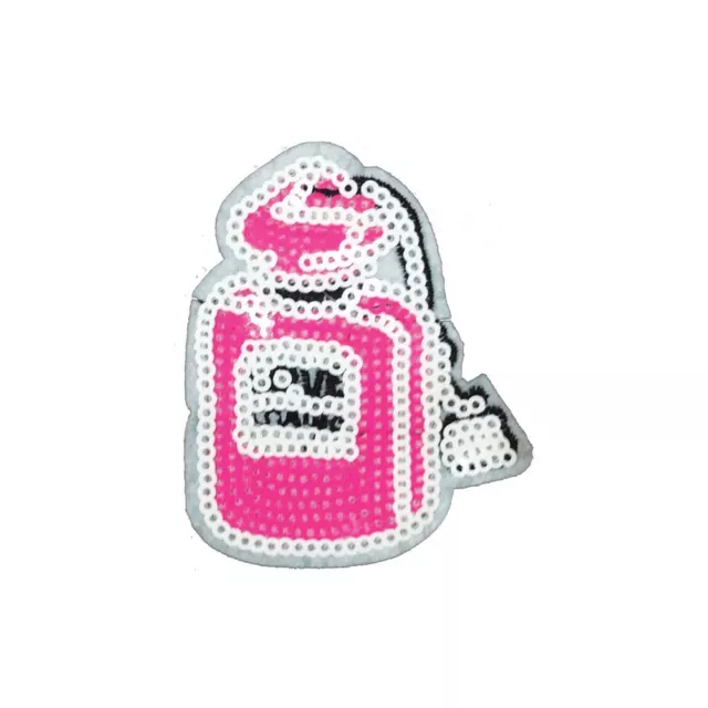 Sequin Pink Perfume (Iron On) Embroidery Applique Patch Sew Iron Badge