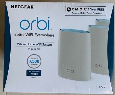 RBK53S-100NAS 3-Pack Netgear Orbi Whole Home Mesh WiFi System with Advanced Cyber Threat Protection 