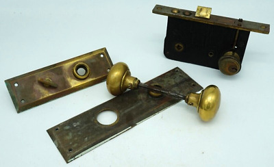 Antique Heavy Cast Brass Bronze Iron Door Knob Entrance Set