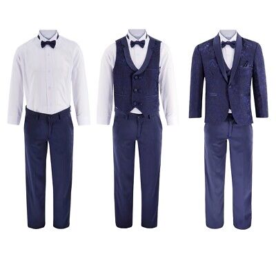 Boys Suits 6 Piece Wedding Page Boy Party Prom Suit Paisley 1 to 16 Years UK