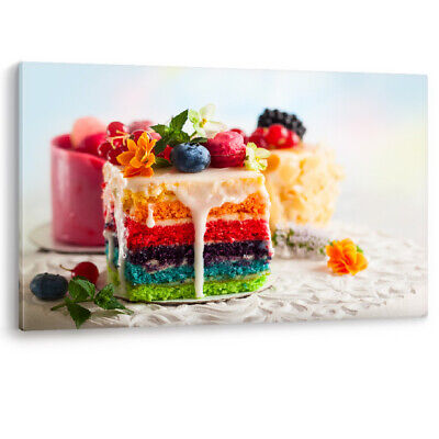 Varie fette di torta arcobaleno dessert incorniciato di lusso a muro arte foto stampa