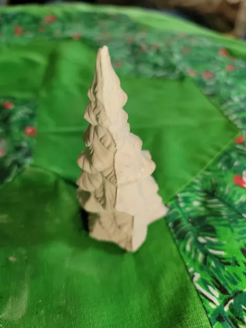 Mini Xmas Tree 4" Unfinished Vtg Ceramic Mold Chalkware Xmas Figure Village