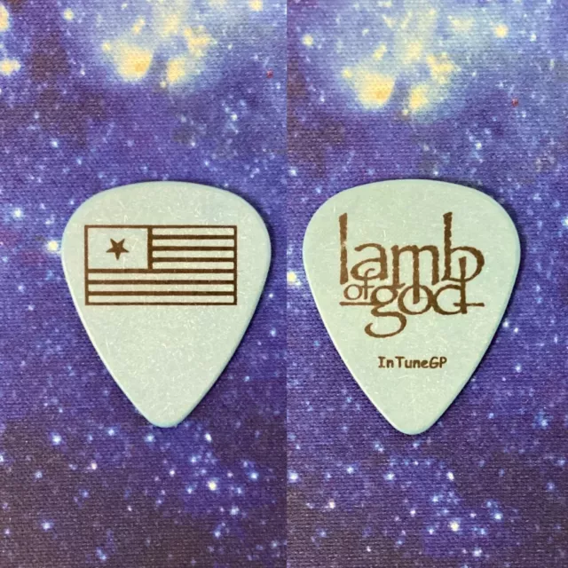 Lamb of God Guitar Pick Blue Mark Morton Custom Flag Model 2012 Resolution Tour