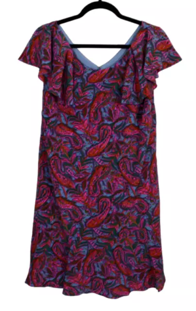 J.Crew Colorful Paisley Flutter Sleeve Size 8 Shift Dress Back Zip Closure