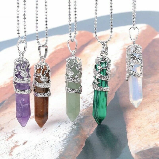 Hexagonal Natural Quartz Crystal Chakra Healing Point Pendant Necklace Jewelry