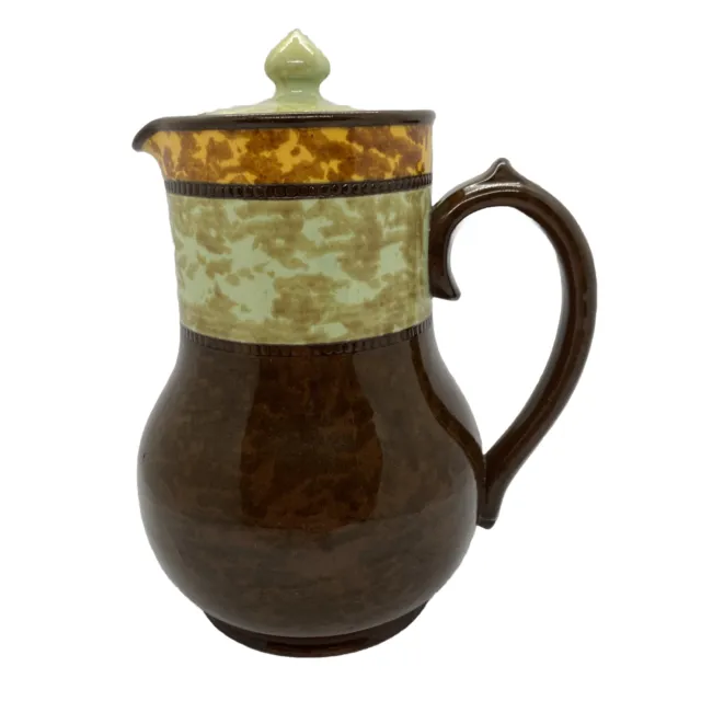 Vintage 1930s, Sadler, Brown Stoneware Coffee Pot, Water Jug Green Amber Mottled