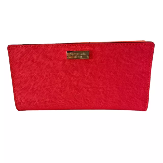 Kate Spade Wallet Stacy Laurel Way Slim Bifold Crab Red