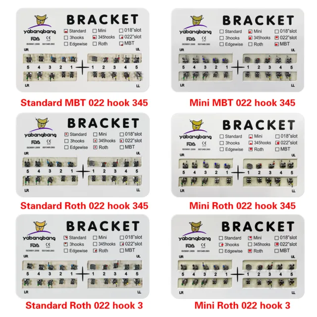 7 Model Dental Orthodontic Ultrathin Metal Bracket Braces Mini/Standard 022