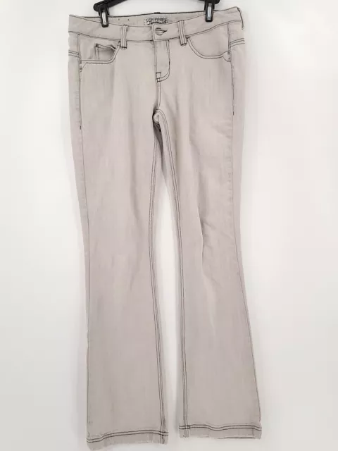 Volcom Jeans Womens Juniors Size 11 32x32 Gray Denim Bootcut Low Rise Stretch