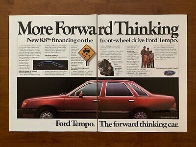 1985 Ford Tempo Vintage Car Print Ad/Poster Retro 80s Man Cave Bar Garage Décor