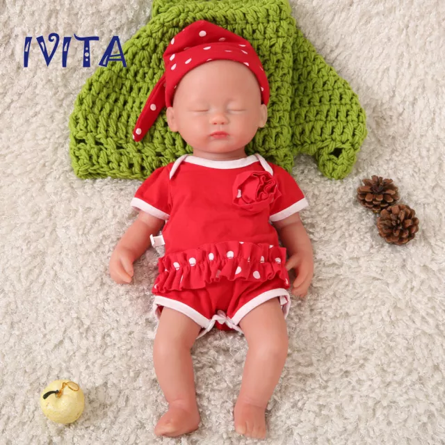 IVITA 15'' Handmade Sleeping Baby Girl Lifelike Silicone Reborn Doll 1800g 3