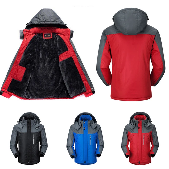 Mens Winter Warm Fleece Jacket Coats Lining Thick Waterproof Mountain Jackets