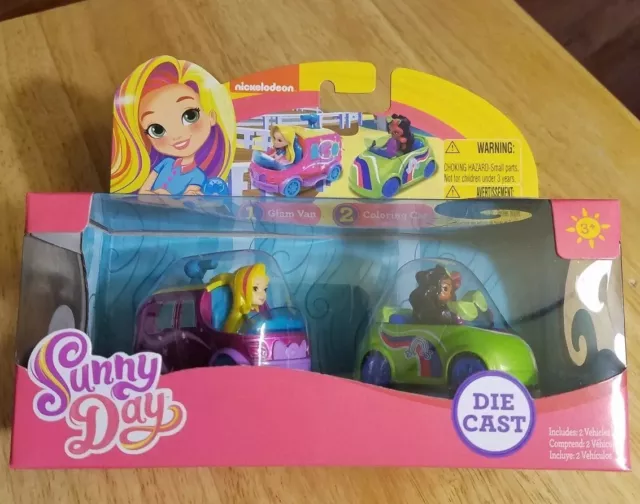 Nickelodeon Sunny Day Glam Van & Coloring Car Die Cast Vehicles, 2 Pack New [A]