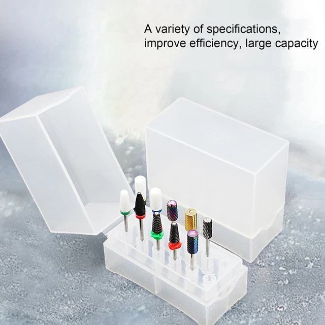 12 orificios caja de almacenamiento plegable arte en uñas taladro caja de almacenamiento plástico