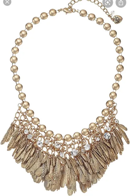 $145 Betsey Johnson ANGELS &  WINGS FEATHERED BIB NECKLACE BA-1