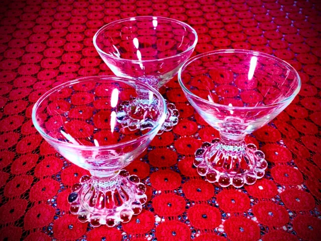Anchor Hocking SET OF 3, Cham/Sherbert Glass Berwick-"Boopie"-Clear, Excel Cond
