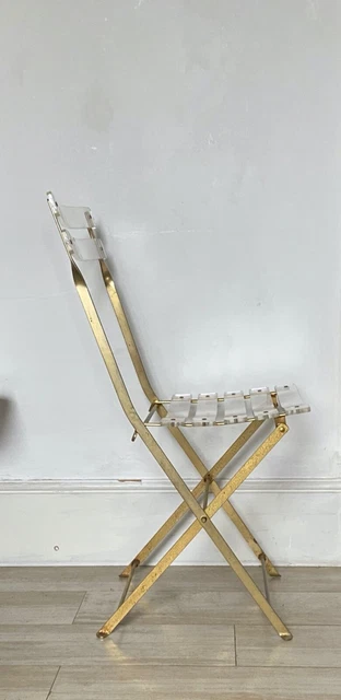 Mid Century French Lucite Brass Lebovici Chair