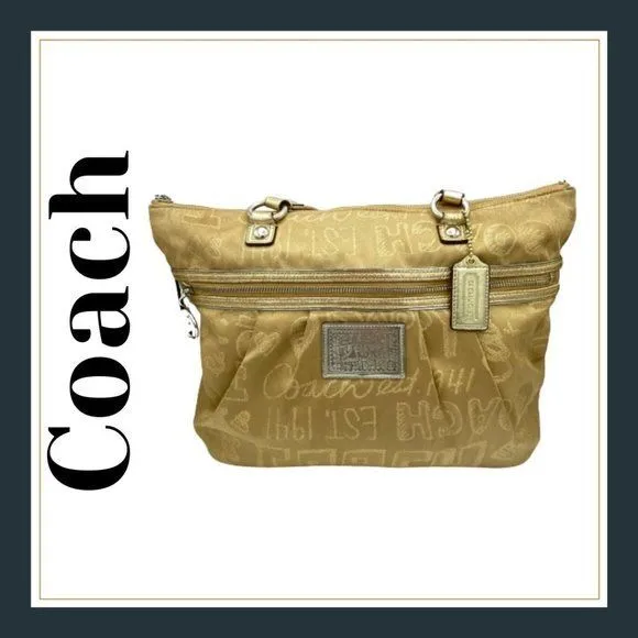 Coach Gold Poppy Storypatch Glam Shoulder Bag