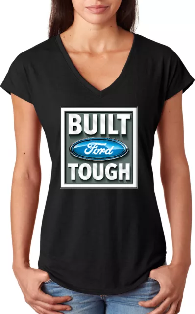 Ladies Built Ford Tough Triblend V-Neck Shirt