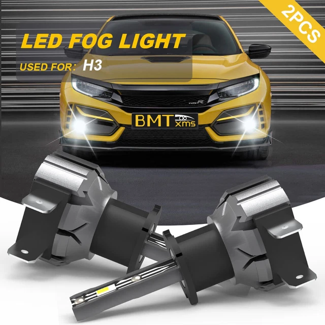 2PCS LED Headlight Kit H3 6000K Bulbs Fog Light for Dodge Viper 1993-2001 2002