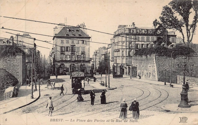 BREST FRANCE~LA PLACE des PORTES et le RUE de SIAM~1910s PHOTO POSTCARD
