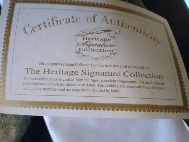 Heritage Signature Collection Porcelain Doll - NIB COA - Melanie Irish Doll 3