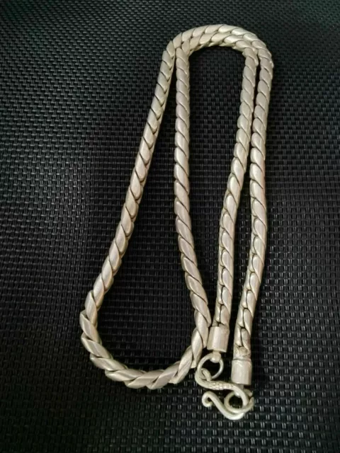 China old Tibet silver carving chain necklace