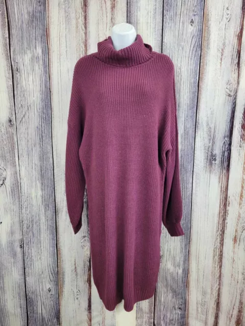 LARGE RICH RAISIN A550659 Belle by Kim Gravel Ribbed Turtleneck Sweater ...