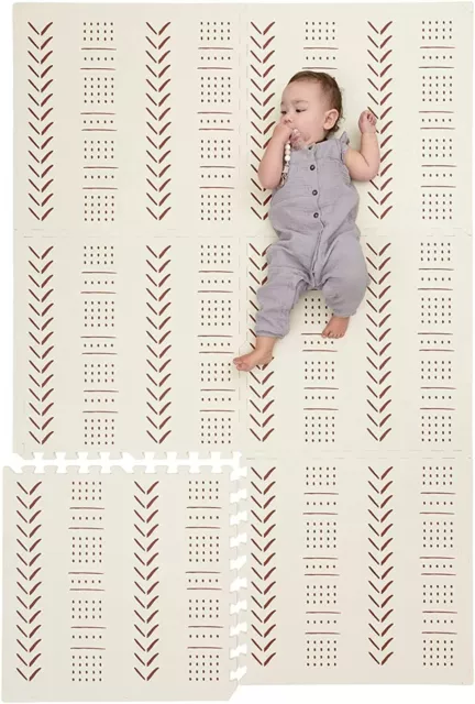 Play Mat Toddler Extra Large Floor Padding Non-Toxic Foam 72 x 48 Inches Beige