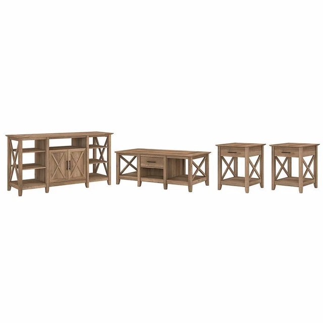 Key West TV Stand with Coffee and End Tables in Reclaimed Pine - Engineered Wood