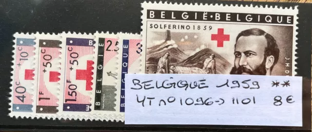 TIMBRES BELGIQUE 1959 YT N° 1096 à 1101 NEUFS ** MNH