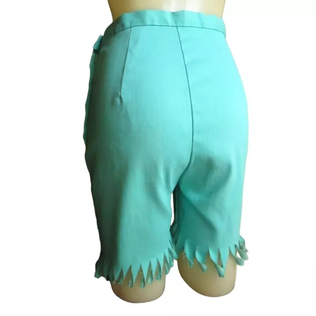 26" Vintage 1960's Womens Shorts Medium Rockabilly HIGH WAIST COUNTRY FRAY Blue