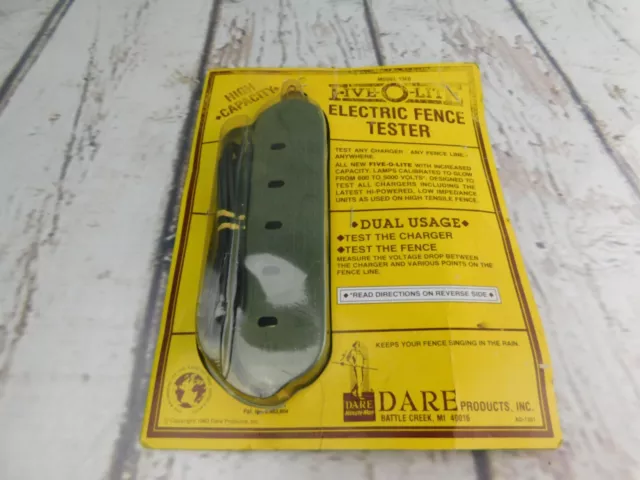 Vintage Dare Five-O-Lite Electric Fence Tester Model 1360 NOS