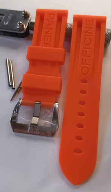 Officine Bracelet de Rechange en Silicone 24mm Boucle Acier Poli Panerai 22mm 2