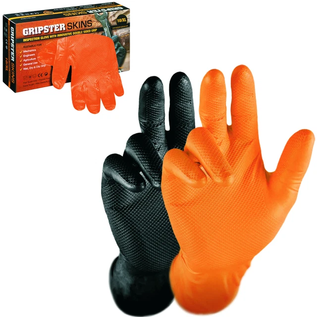 Gripster Skins Nitril-Einweghandschuhe – Extra Robust, 50 Packungen (25 Paar), Größe X-Large
