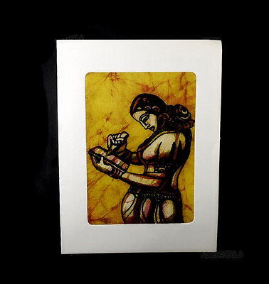 Peinture Carte Postale Batik Femme Hindoue Inde B10