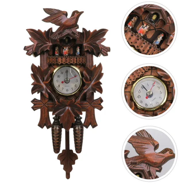 Wood Clock Ornament Kuku Clock Antique Forest House Clock