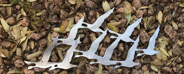 Flying Birds (One Piece) - Metal Wall Art - Polished Silver 12 1/2" x 6"