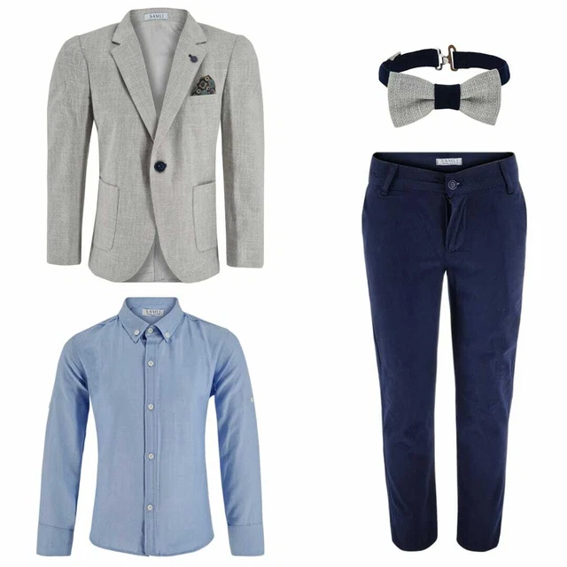 Abiti per ragazzo 4 pezzi tuta matrimonio festa ballo smart look formale 1-10 anni Regno Unito