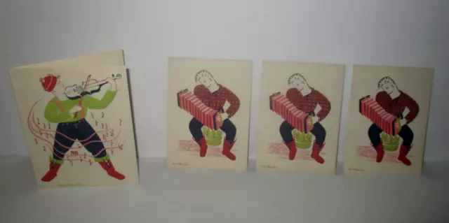 Vtg 1950's HENRI BEAULAC ACCORDIONIST POSTCARDS & FIDDLER GREETING CARD Lot