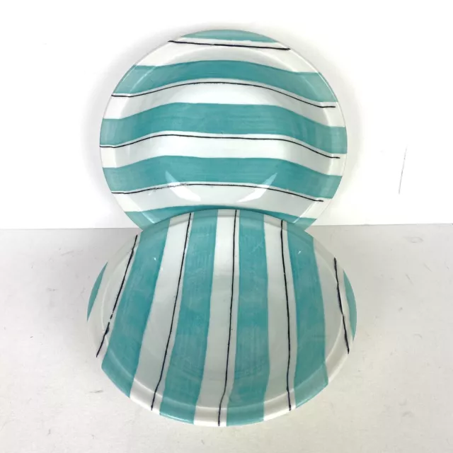 Grindley Pinstripe Turquois Blue Set Of 2 Salad Soup Bowls 9983