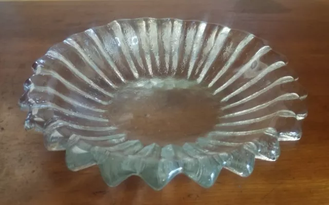 Vintage BLENKO Glass Bowl #6112-L Crystal Clear WAYNE HUSTED Design With Label